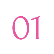 Pink number one on a white background, representing the logo of the brand 'O' icon